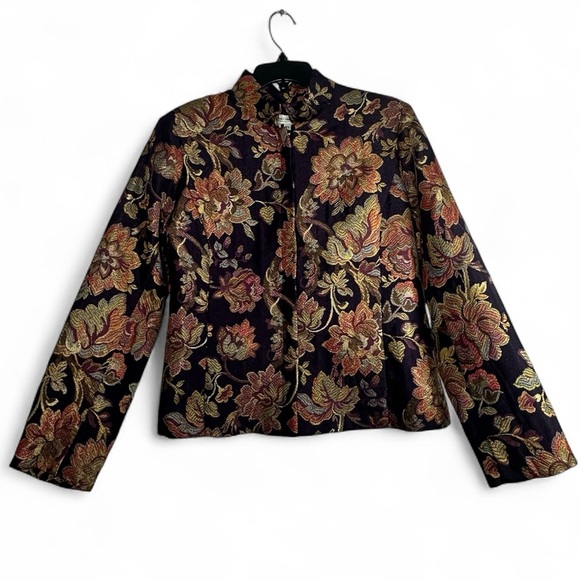 Coldwater Creek Floral Tapestry Jacket Women’s Petite Small Purple Multicolor - Picture 1 of 7
